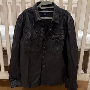 Polo by Ralph Lauren Black Leather Shirt Jacket